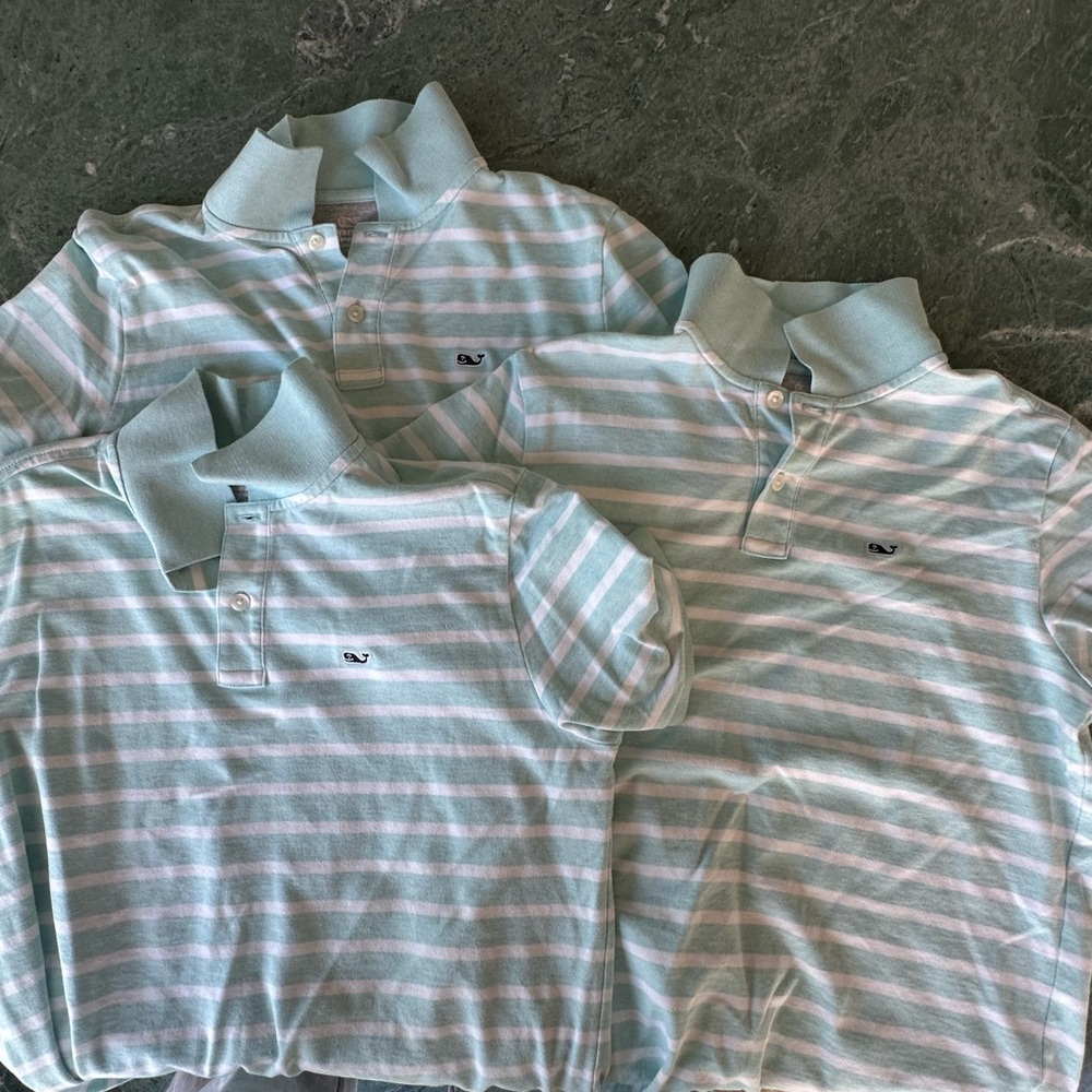 Vineyard Vines Kids Striped Polo - Seafoam & White